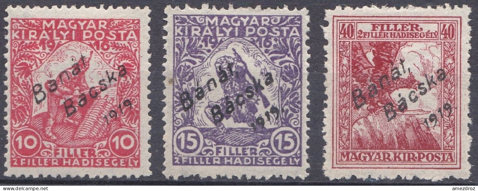 Hongrie Banat Bacska 1919 Mi 3-5 * Timbre De Charité   (J23) - Banat-Bacska