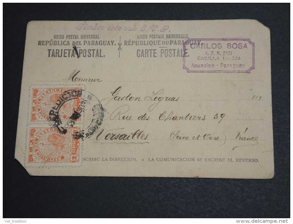 PARAGUAY - Carte Postale De Asuncion En 1905 Pour La France , Affranchissement Plaisant - A Voir - L  3664 - Paraguay