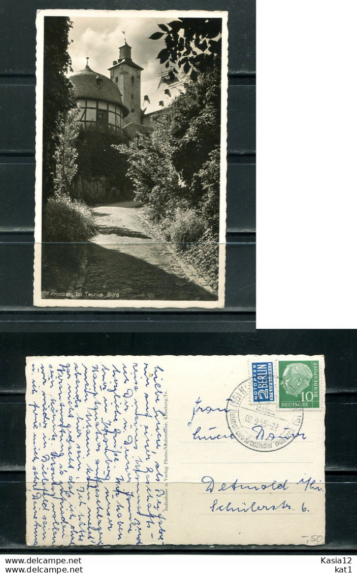 K14235)Ansichtskarte: Kronberg / Taunus, Burg, Gelaufen 1955 - Kronberg