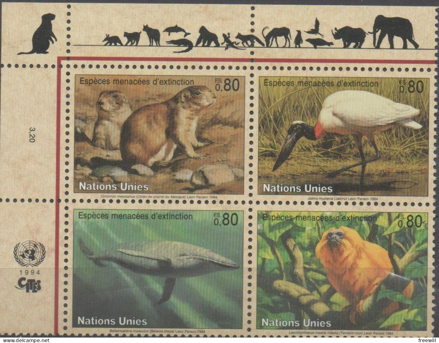 Espèces Menacées- Endangered Animals 1994  XXX - Blocs-feuillets