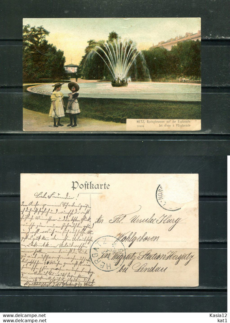 K14428)Ansichtskarte: Metz, Springbrunnen, Gelaufen 1905 - Lothringen
