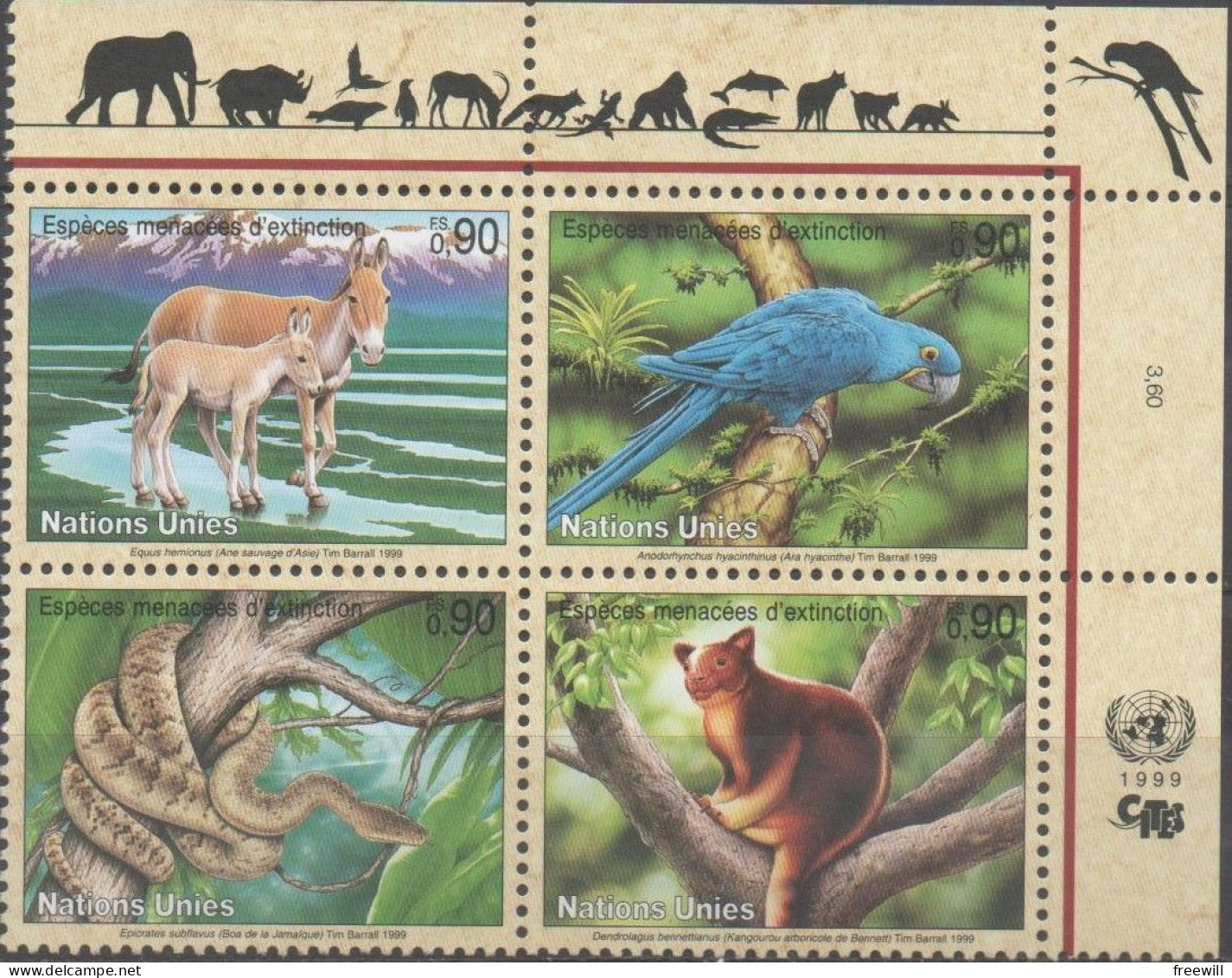 Espèces Menacées- Endangered Animals 1999  XXX - Blocks & Sheetlets