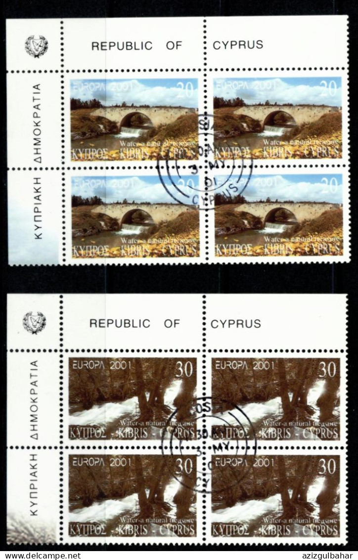 CYPRUS STAMPS - EUROPA 2001 - CORNER BLOCK OF 4 CTO - 2001
