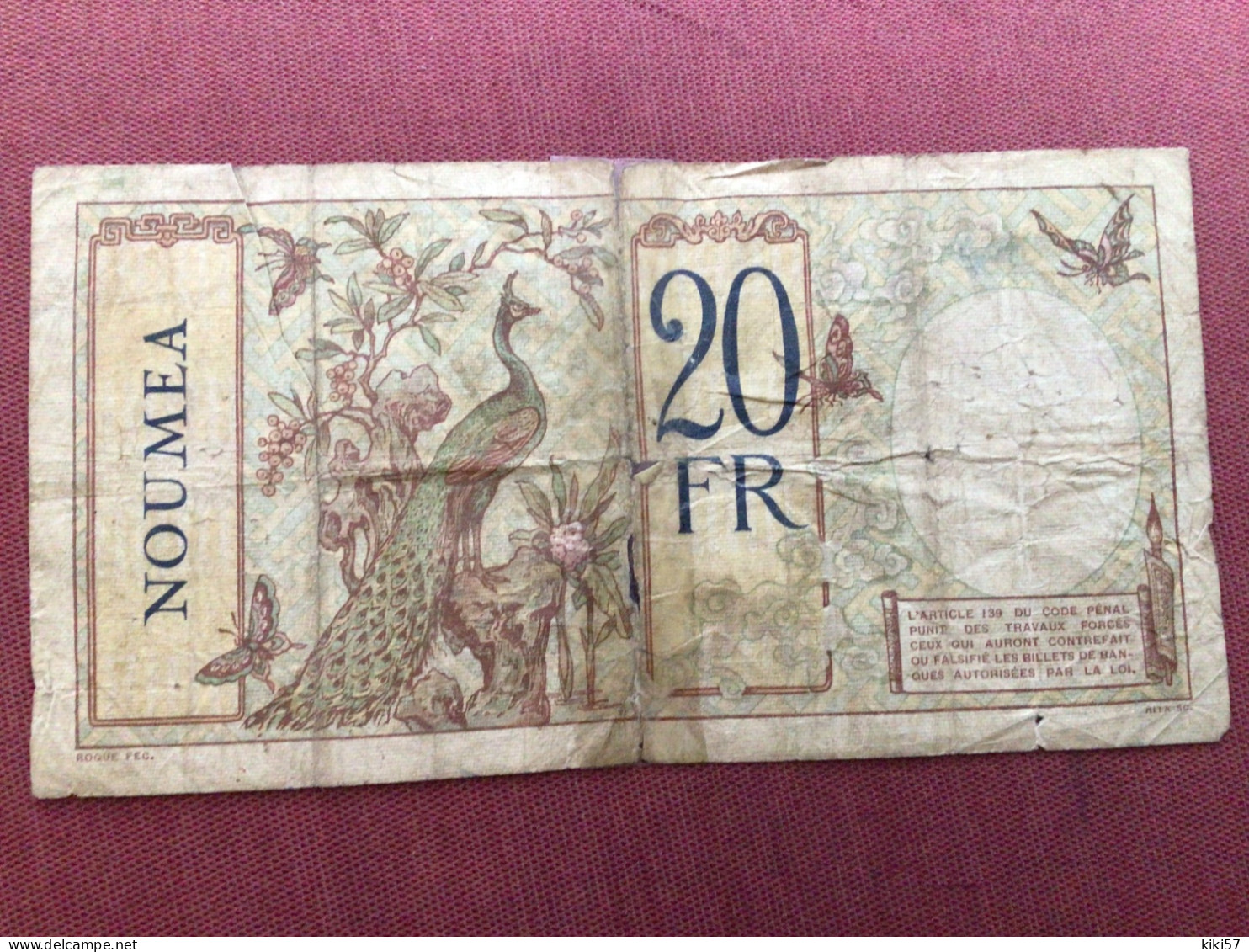 BANQUE DE L’INDOCHINE Billet De 20 Francs NOUMÉA Scotché Voir Photos - Other & Unclassified