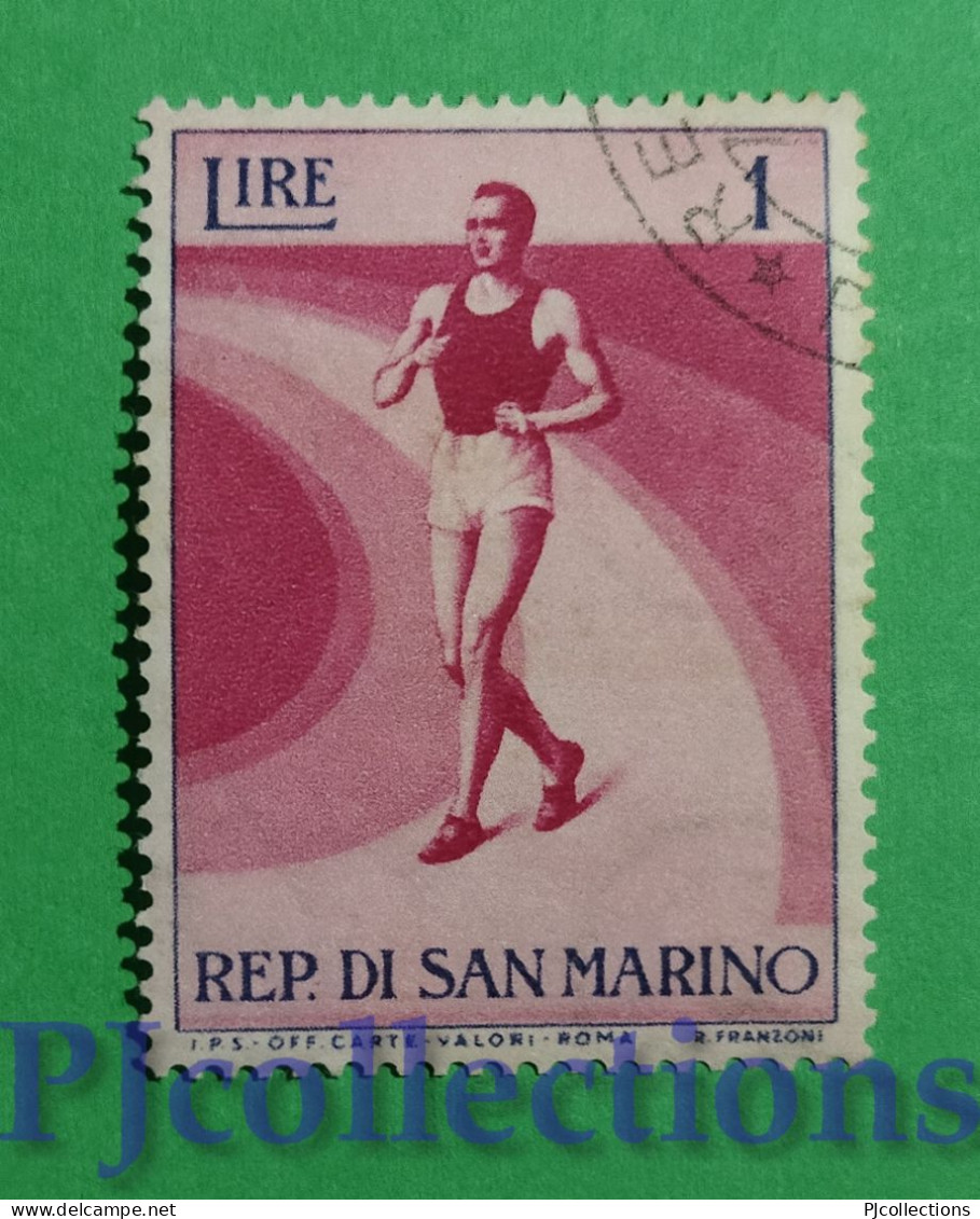 S842- SAN MARINO 1954 SPORT 1L USATO - USED - Used Stamps