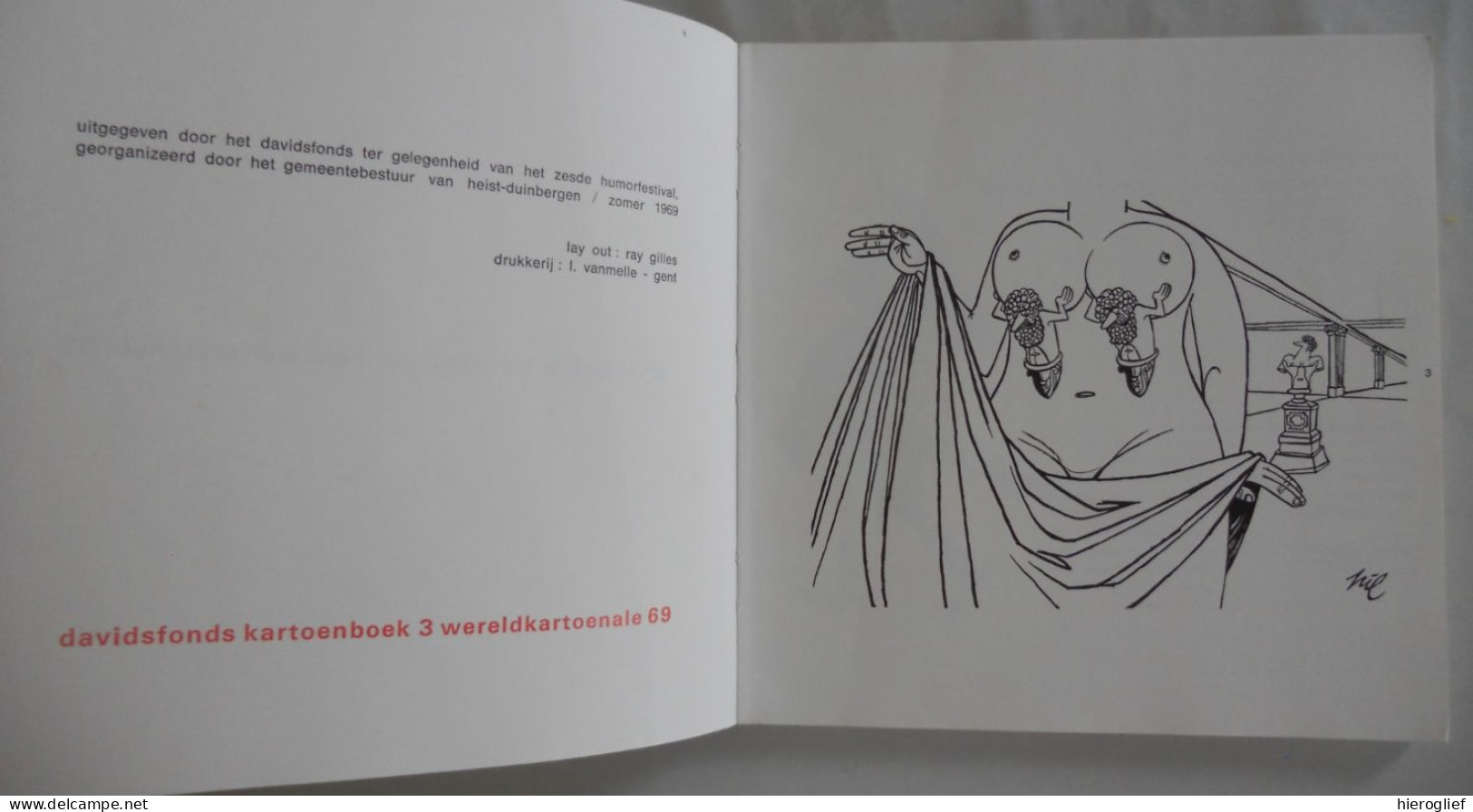 Davidsfonds Kartoenboek 3 - Wereldkartoenale 69 / Humorfestival Heist Duinbergen 1969 Cartoons Humor Festival Knokke - Historia