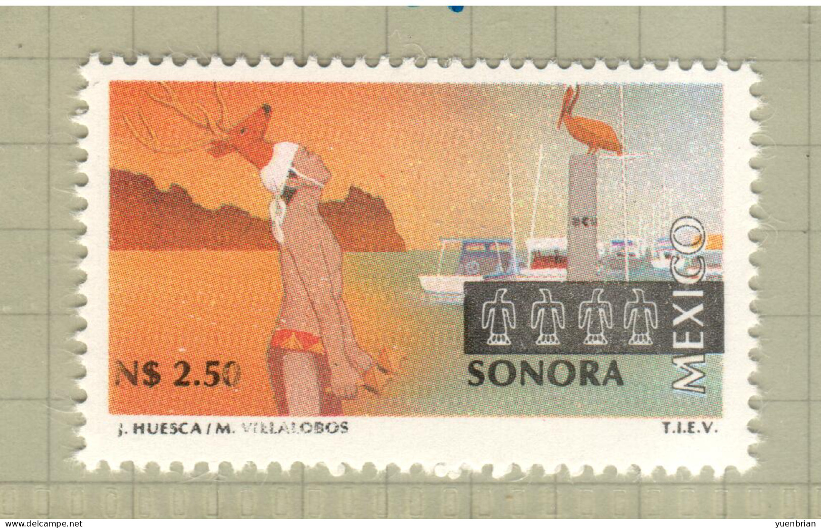 Mexico 1993, Bird, Birds, Pelican, N$2.50, MNH** (Split From Set Of 25v) - Pelikanen