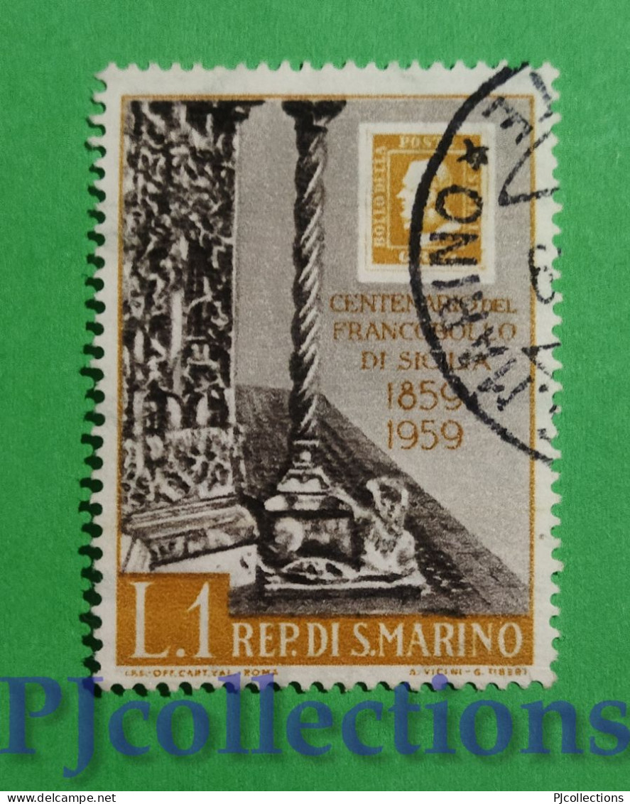 S845- SAN MARINO 1959 FRANCOBOLLI DI SICILIA 1L USATO - USED - Usados