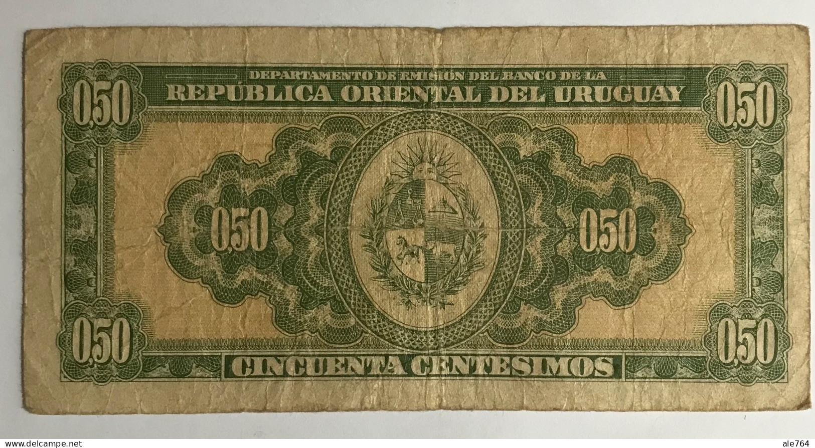 Uruguay 50 Centesimos, 1939, Serie B, P 34. - Uruguay