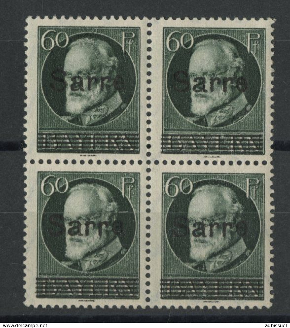 SARRE N° 26 Bloc De Quatre Neuf * (MH) 60 P Vert-gris - Unused Stamps