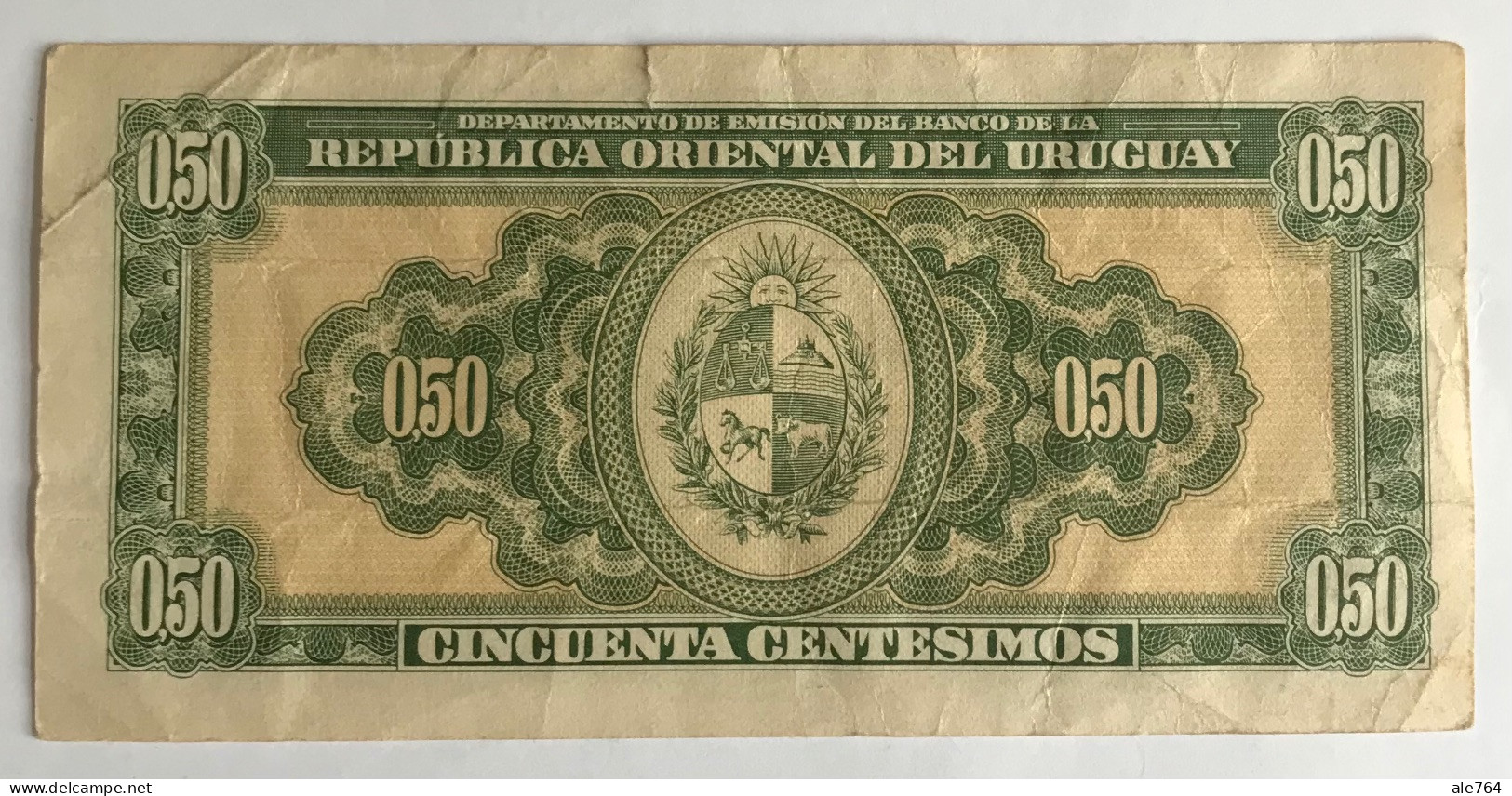 Uruguay 50 Centesimos, 1939, Serie Q, P 34. - Uruguay