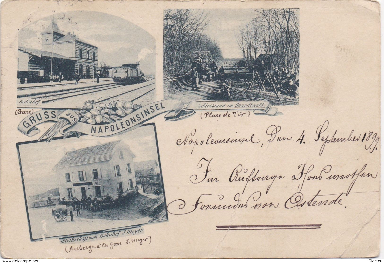 68.-  Gruss Aus Napoleonsinsel - Mulhouse - Bahnhof - Gare - Wirthschaft Zum Bahnhof - Auberge à La Gare - Herentals