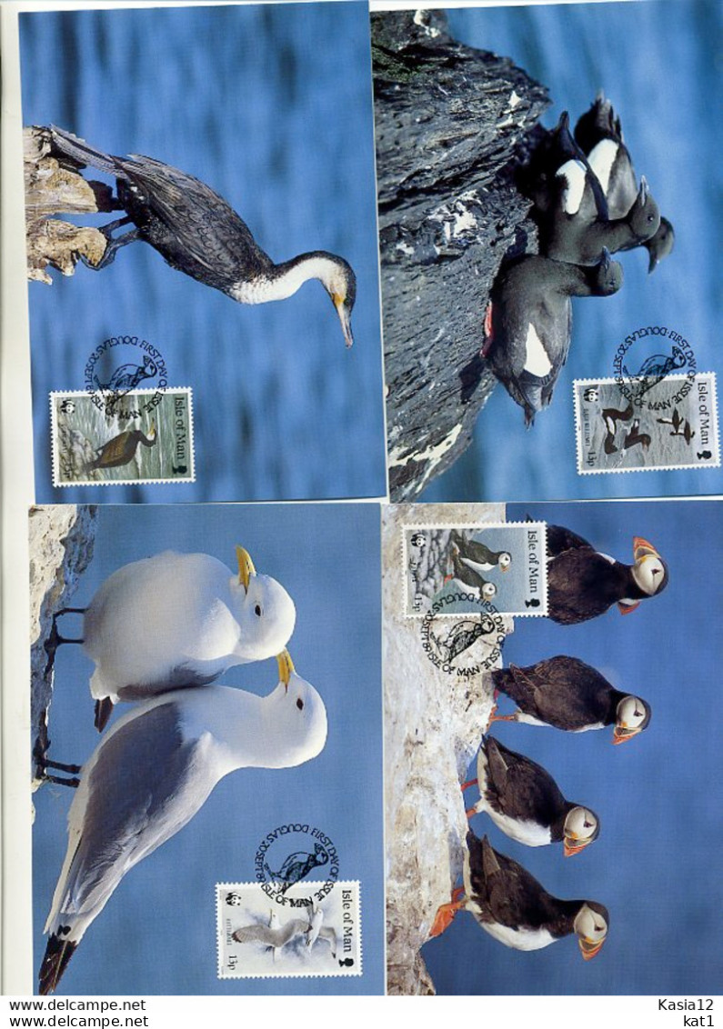 A41648)WWF-Maximumkarte Vogel: Man 408 - 411 - Cartoline Maximum