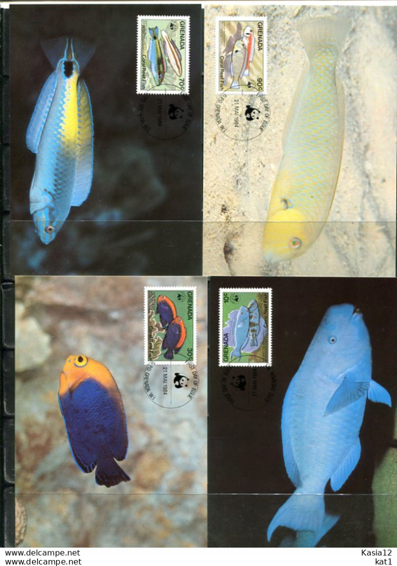 A51340)WWF-Maximumkarten Fische: Grenada 1299 - 1302 - Tarjetas – Máxima