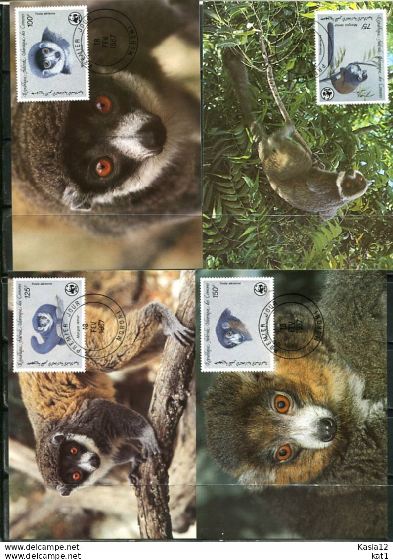 A51364)WWF-Maximumkarten Saeugetiere: Komoren 792 - 795 - Cartes-maximum