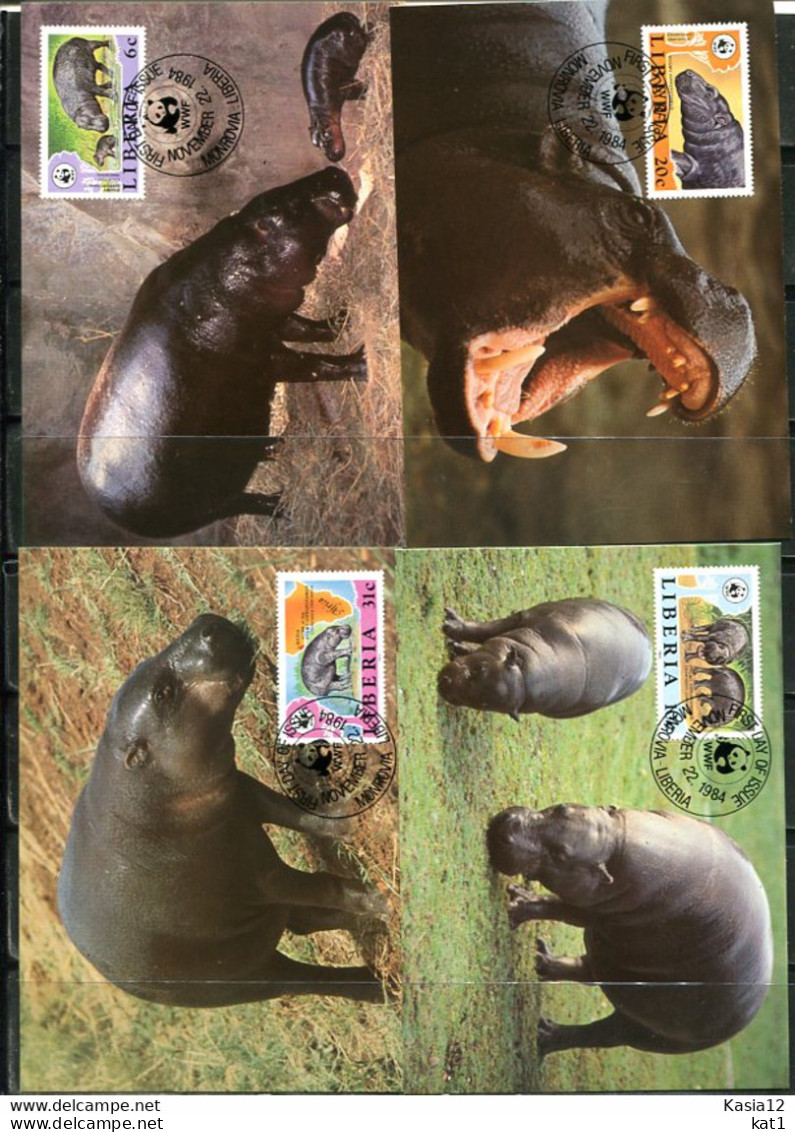 A51366)WWF-Maximumkarten Saeugetiere: Liberia 1315 - 1318 - Cartes-maximum