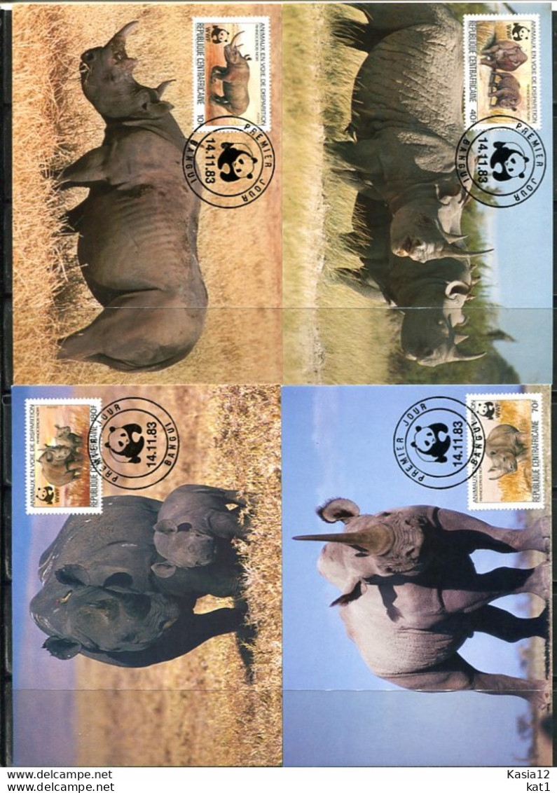 A51379)WWF-Maximumkarten Saeugetiere: Zentralafrika 985 - 988 A - Cartes-maximum