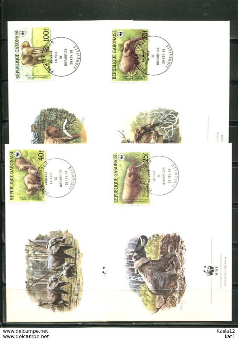 A51384)WWF-FDC Saeugetiere: Gabun 1009 - 1012 - FDC