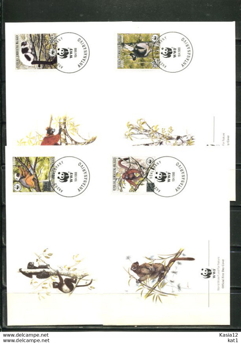 A51393)WWF-FDC Saeugetiere: Madagaskar 1110 - 1113 A - FDC