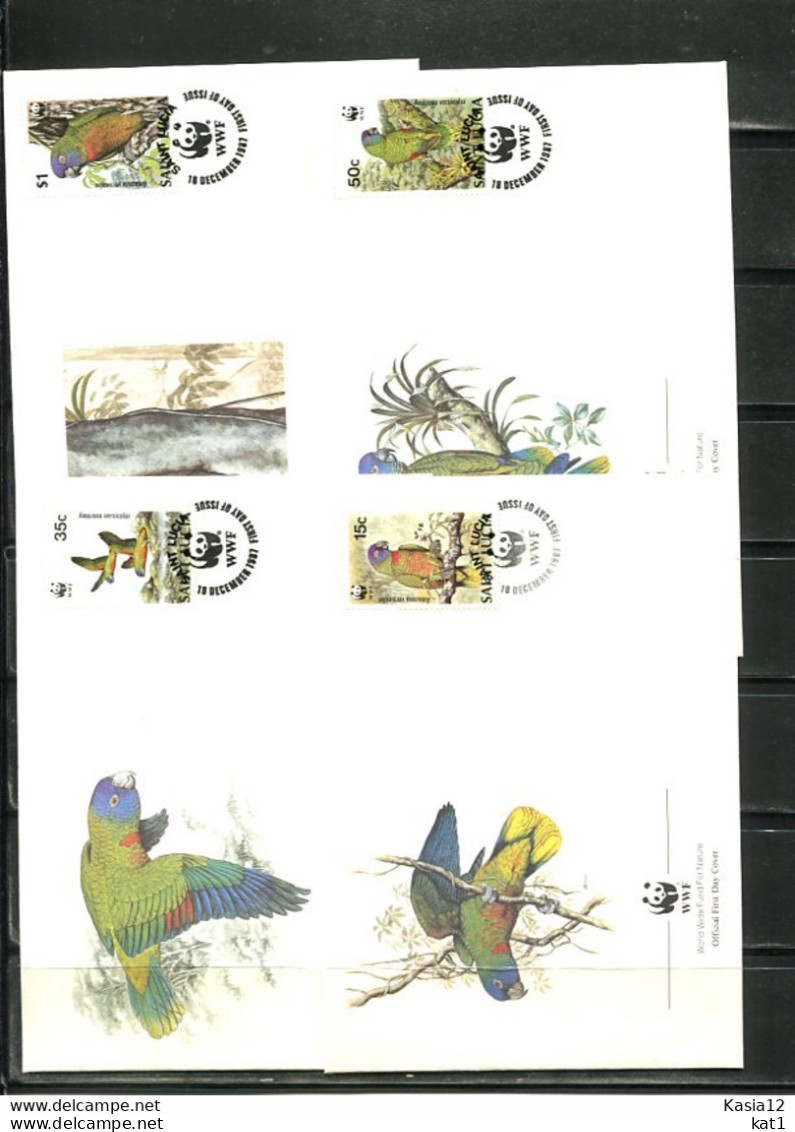A51413)WWF-FDC Vogel: St. Lucia 909 - 912 - FDC