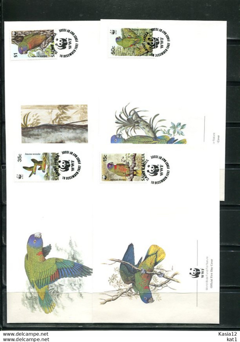 A51471)WWF-FDC Vogel: St. Lucia 909 - 912 - FDC