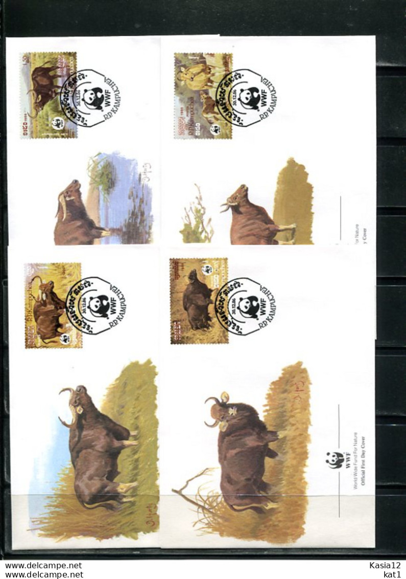 A51507)WWF-FDC Saeugetiere: Kambodscha 823 - 826 - FDC