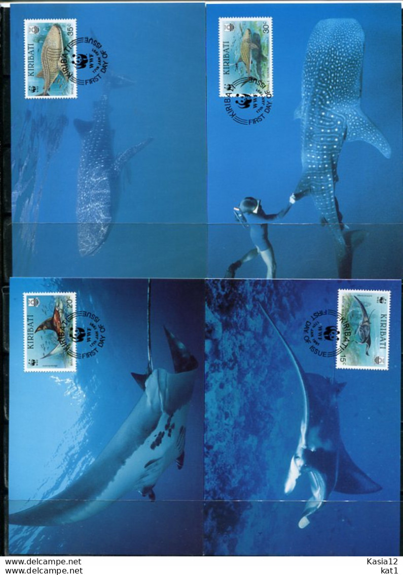 A51555)WWF-Maximumkarten Fische: Kiribati 566 - 569 - Maximum Cards