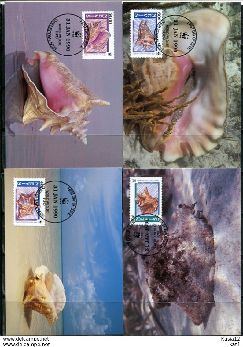 A51558)WWF-Maximumkarten Fische: Nevis 523 - 526 - Tarjetas – Máxima