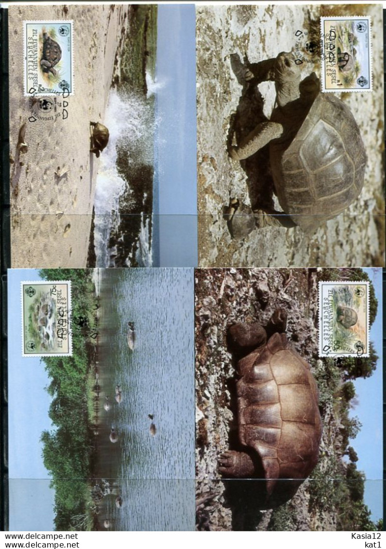 A51567)WWF-Maximumkarten Reptilien: Aeus. Seychellen 104 - 107 - Maximum Cards