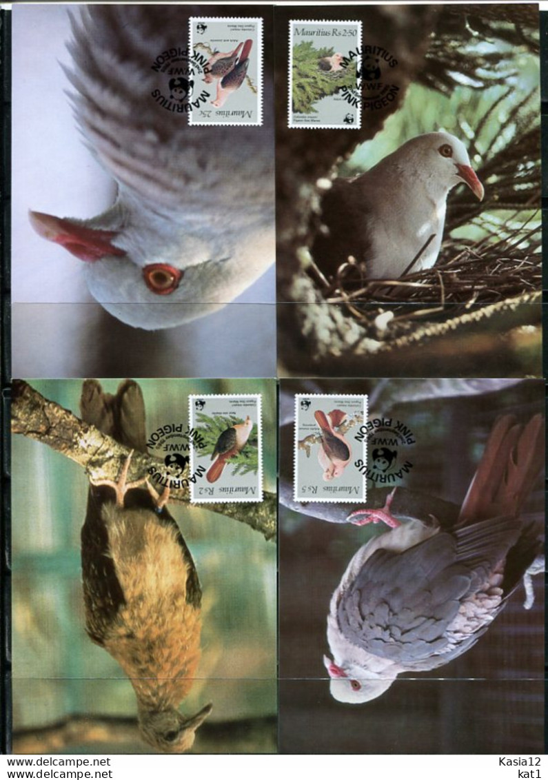 A51592)WWF-Maximumkarten Vogel: Mauritius 609 - 612 - Maximum Cards