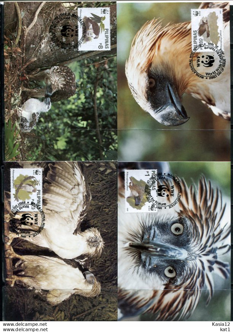 A51598)WWF-Maximumkarten Vogel: Philippinen 2038 - 2041 - Cartes-maximum