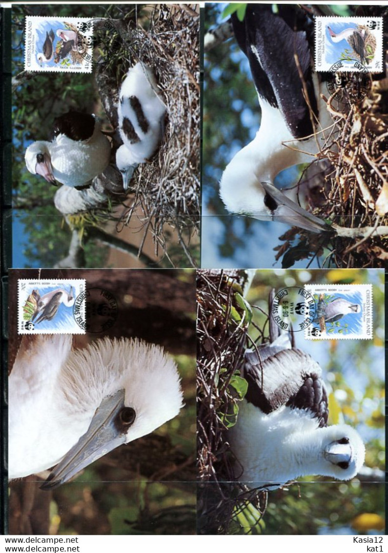 A51608)WWF-Maximumkarten Vogel: Weihnachtsinseln 303 - 306 - Maximumkaarten