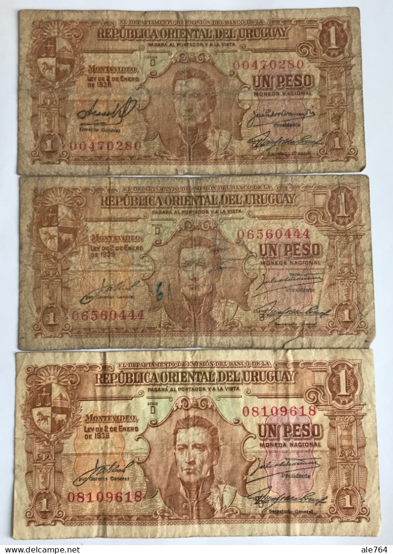 Uruguay 1 Peso, 1939, Serie D, Diferentes Firmas, P 35. - Uruguay