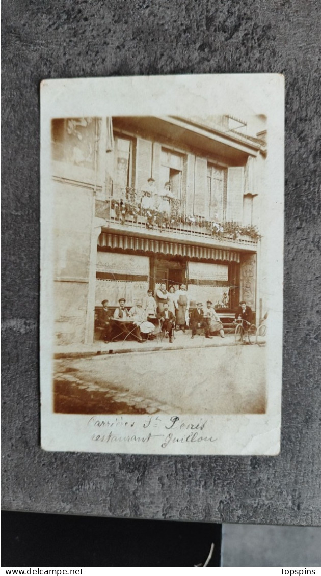 CARTE POSTALE CP PHOTO ANIMÉ CARRIÈRES SAINT DENIS RESTAURANT GUILLOU DEBUT 1900  EU - Restaurantes