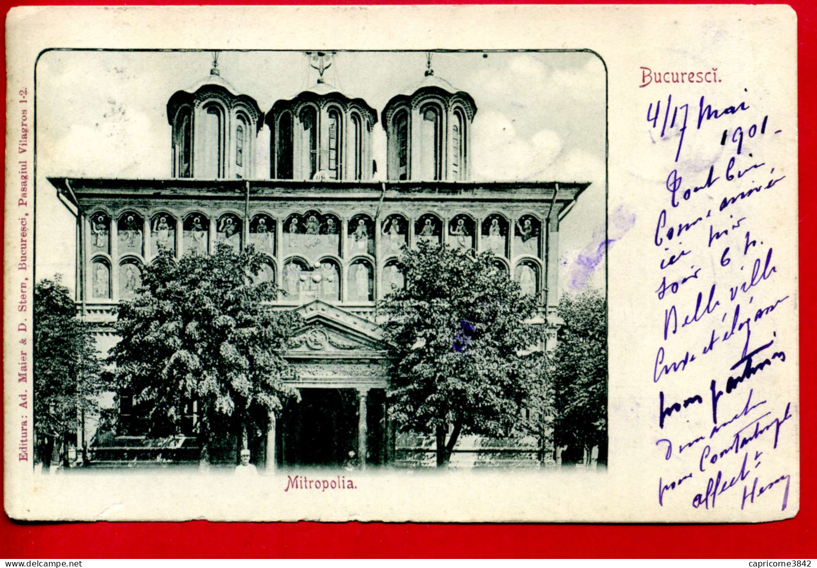 1901 - Roumanie - Carte Postale De Bucarest Pour La France - Tp Charles 1er N° 99 - 101 - 103 - Covers & Documents