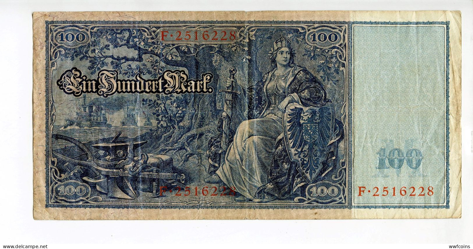 BANCONOTA GERMANIA 100 MARCHI 1910 BERLINO INCUDINE MARTELLO ARATRO - 100 Mark