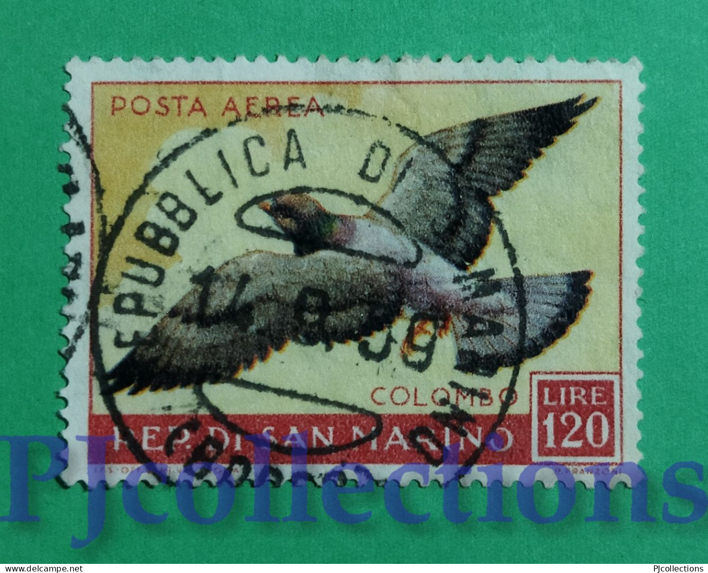 S853- SAN MARINO 1959 POSTA AEREA - AIRMAIL 120L USATO - USED - Gebruikt