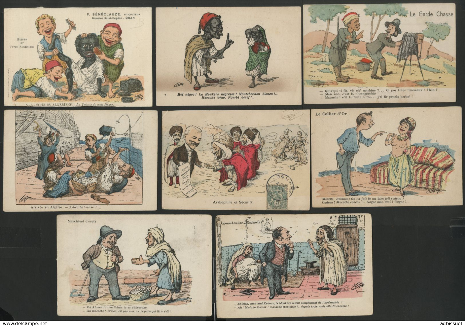 CHAGNY 13 Cartes Satiriques Et Racistes Sur L'Algérie Illustrées En Couleur Voir Description - Chagny