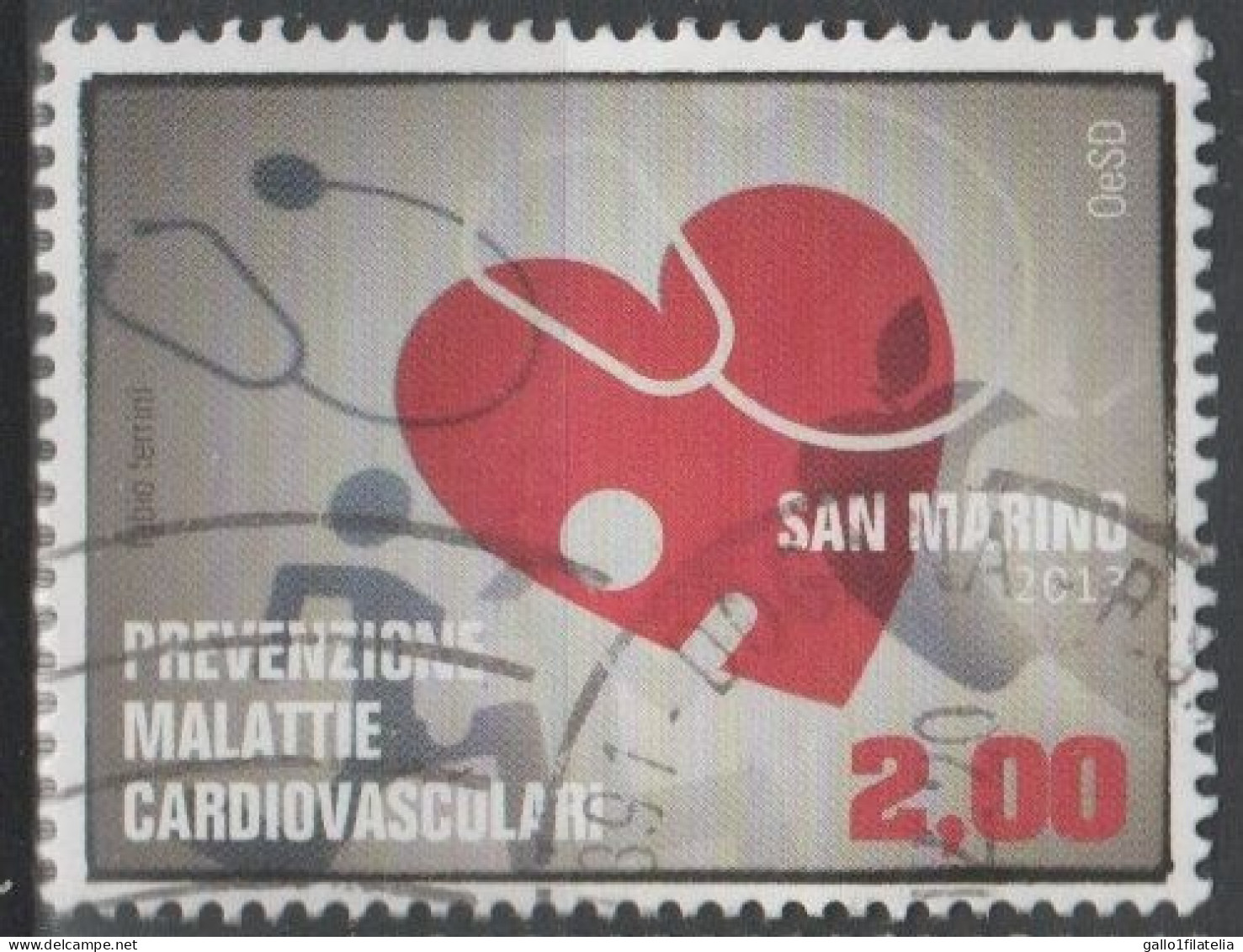2013 - SAN MARINO - PREVENZIONE MALATTIE CARDIOVASCOLARI / PREVENTION OF CARDIOVASCULAR DISEASES. USATO - Gebraucht
