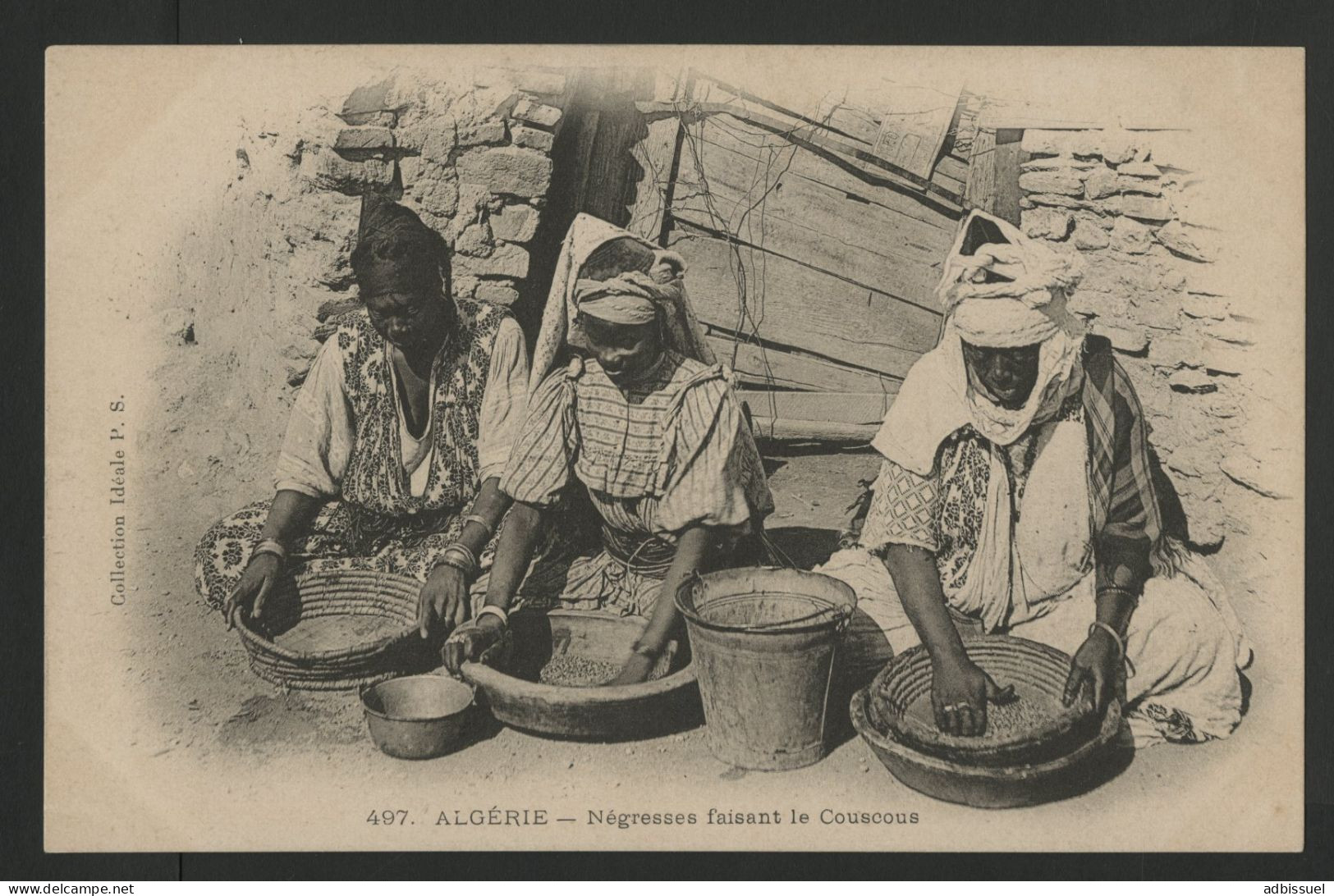 ALGERIE Négresses Faisant Le Couscous, Carte Neuve Collection Idéale P. S. N° 497 Légende Raciste. - Frauen