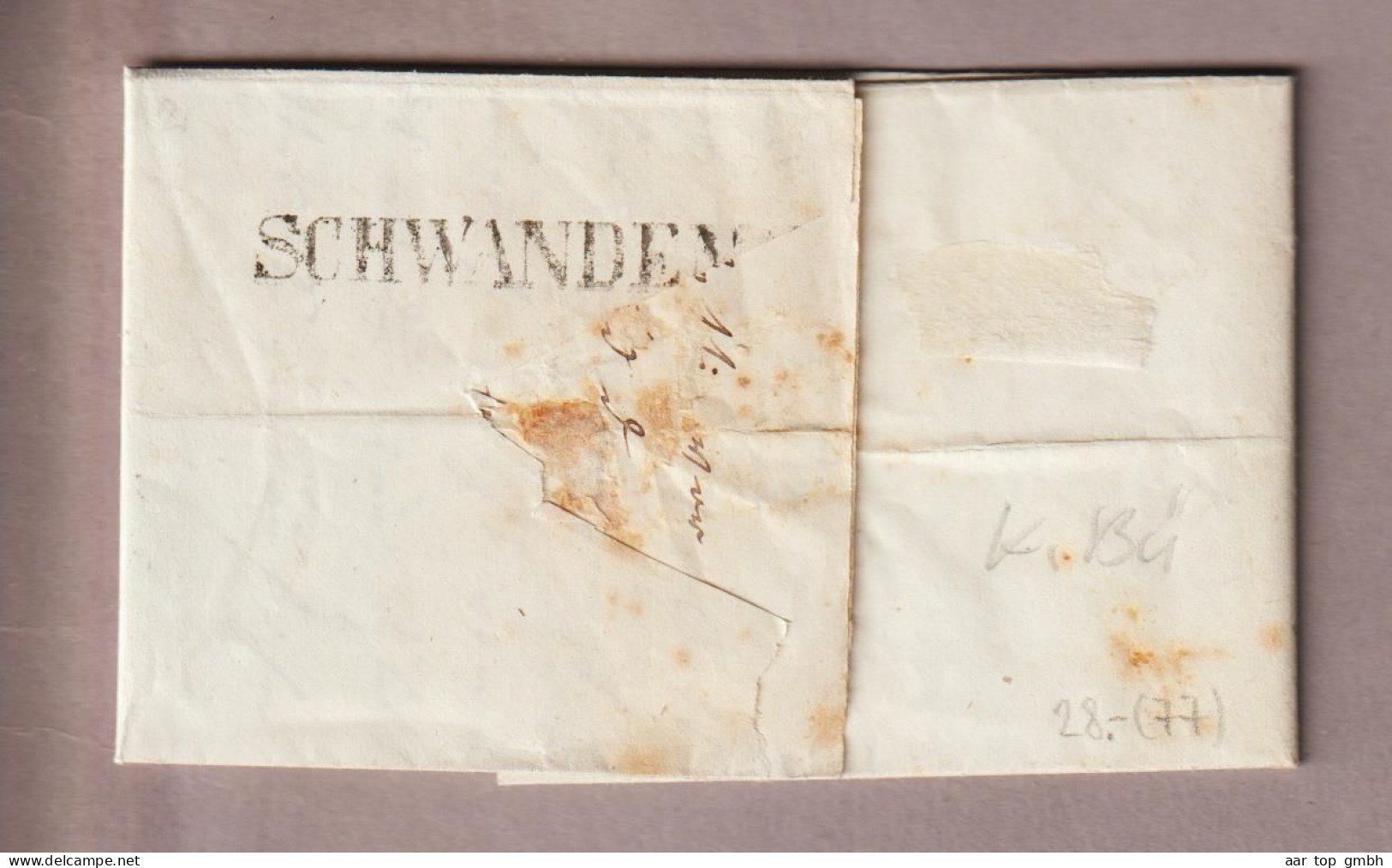 CH Heimat GL Schwanden Vorphilabrief 1842-12-19 über Glarus Nach Mollis - ...-1845 Préphilatélie