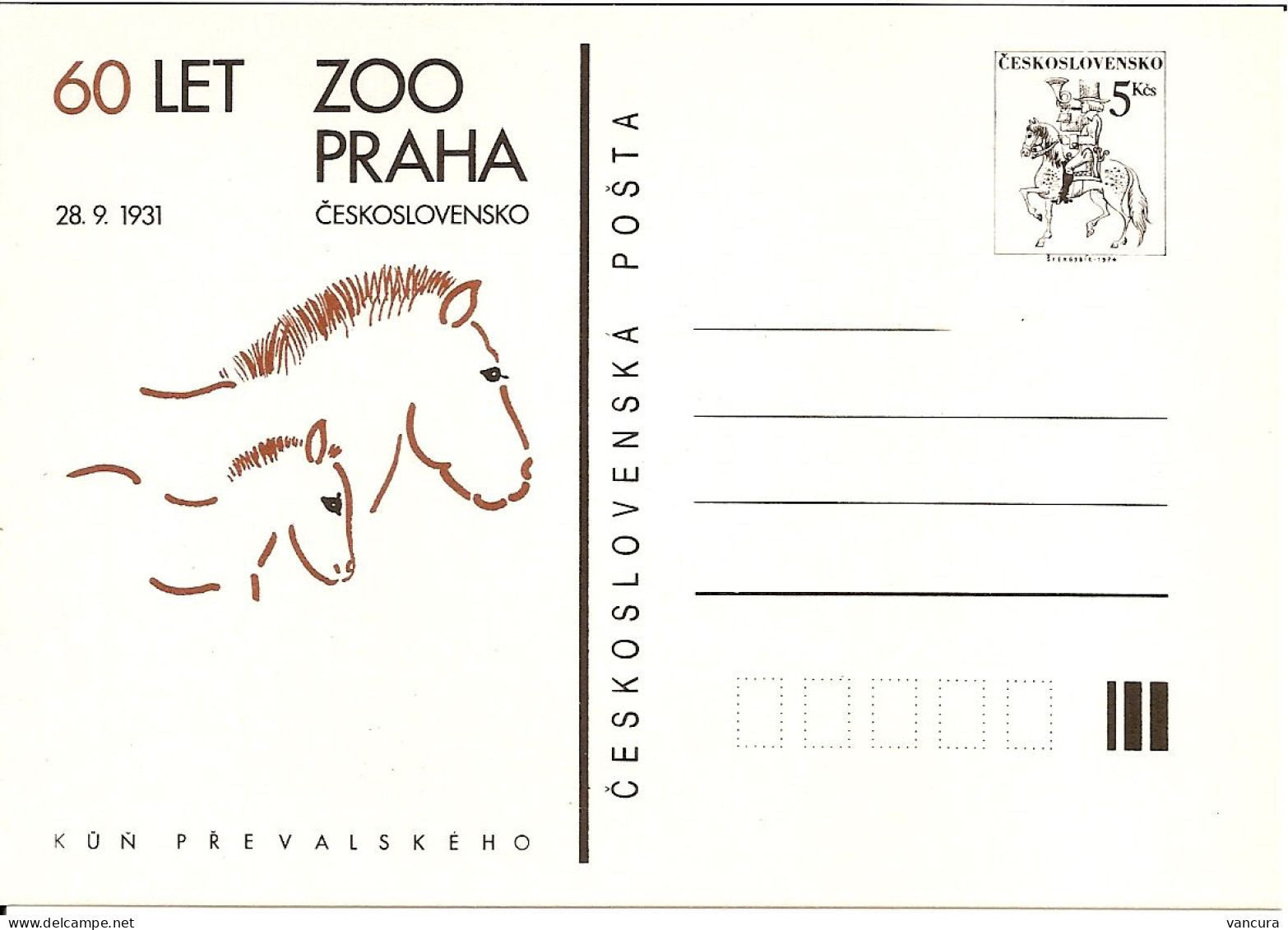 CDV 235 Czechoslovakia Prague ZOO 60 Years Przewalski Horse 1991 - Ansichtskarten