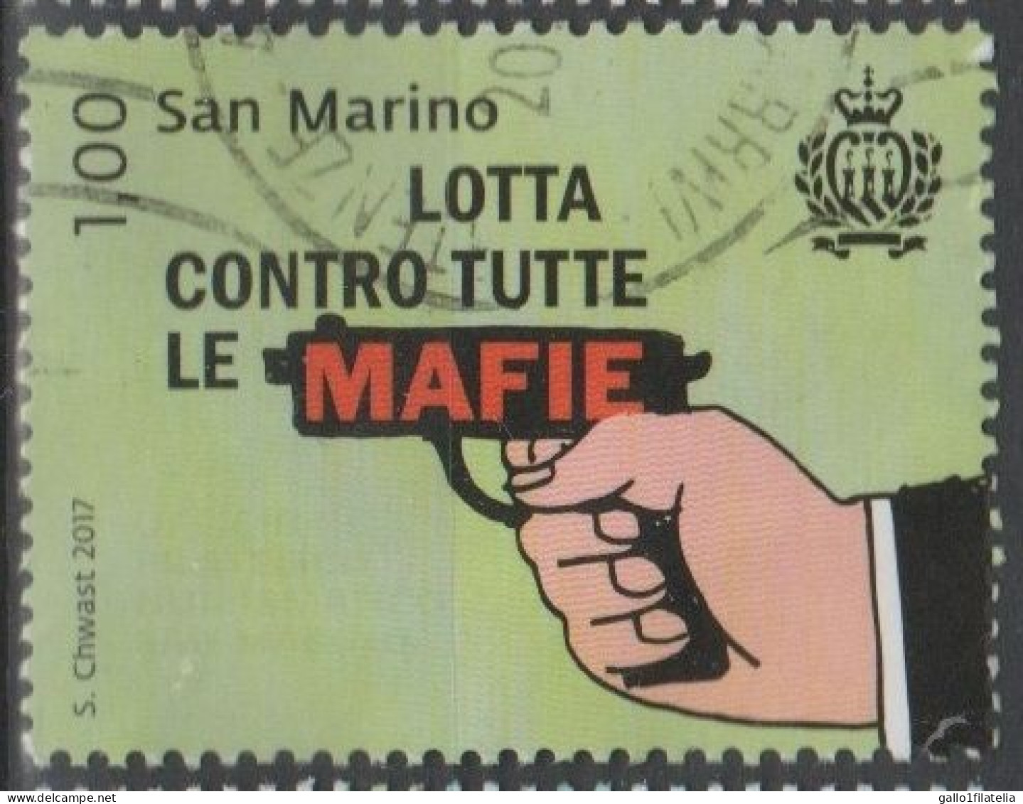 2017 - SAN MARINO - LOTTA CONTRO TUTTE LE MAFIE / FIGHT AGAINST ALL MAFIAS - USATO - Usados