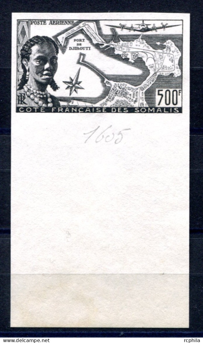 RC 26649 COTE DES SOMALIS PA N° 25 JEUNE FILLE DE DJIBOUTI ESSAI EN NOIR BORD DE FEUILLE SANS GUILLOCHIS NEUF (*) - Unused Stamps