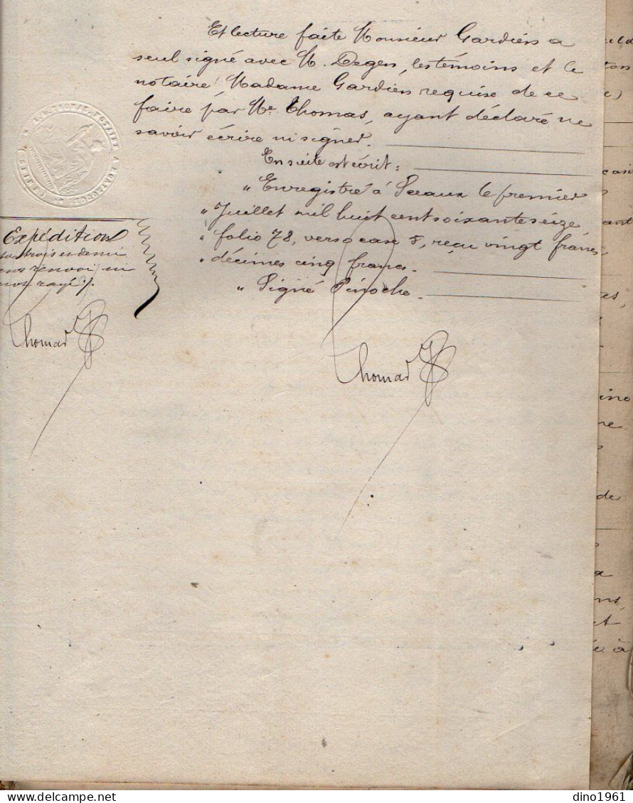 VP22.679 - MONTROUGE- Acte de 1876 - Vente d'une Maison située à PARIS par M. GARDIEN,Fabricant d'Eau de Selz à M.DEGEN