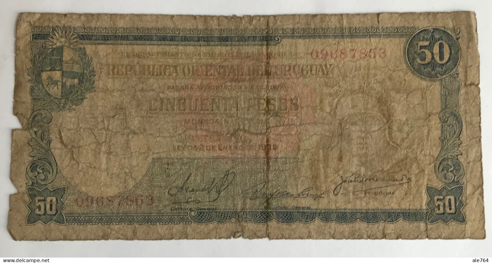 Uruguay 50 Pesos, 1939, Serie C, P 38. - Uruguay