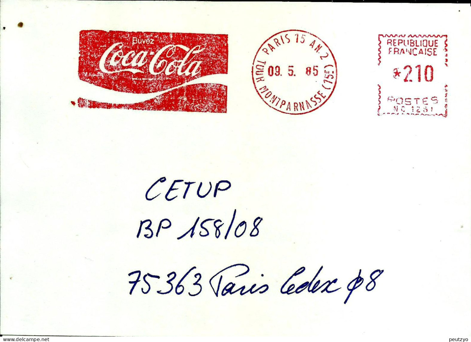 Lettre EMA Secap Nc 1985 Buvez Coca Cola Paris  A31/46 - Autres & Non Classés