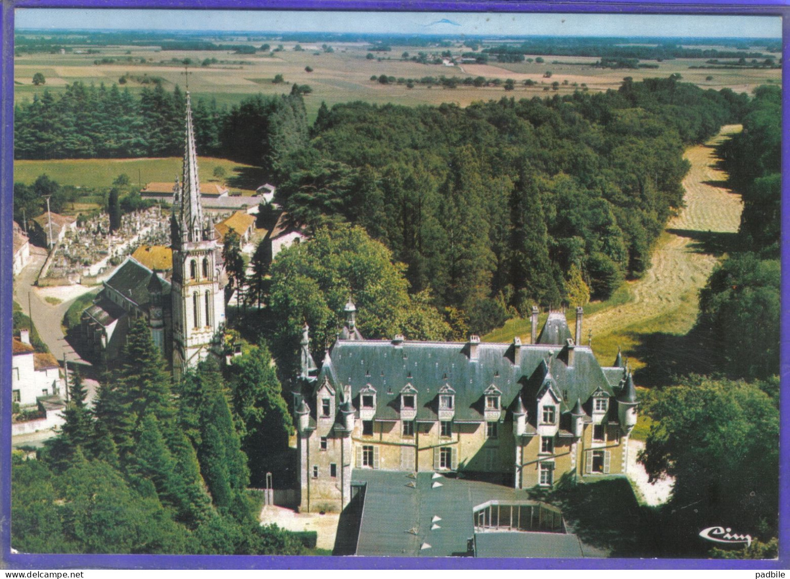 Carte Postale 86. St-Julien L'Ars  Le Chateau Vue D'avion  Très Beau Plan - Saint Julien L'Ars