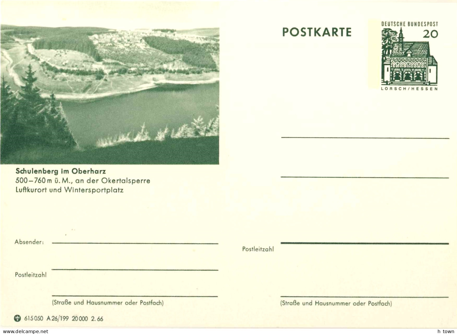 425  Barrage: Entier Postal (c.p.) D'Allemagne, 1966 - Dam, Lake Stationery Postcard From Germany. Winter Sports - Wasser