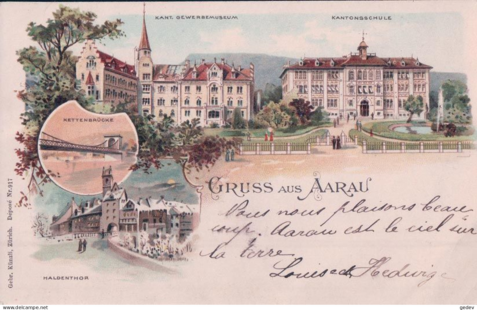 Gruss Aus Aarau AG, Litho 4 Vues (22.5.1899) - Aarau